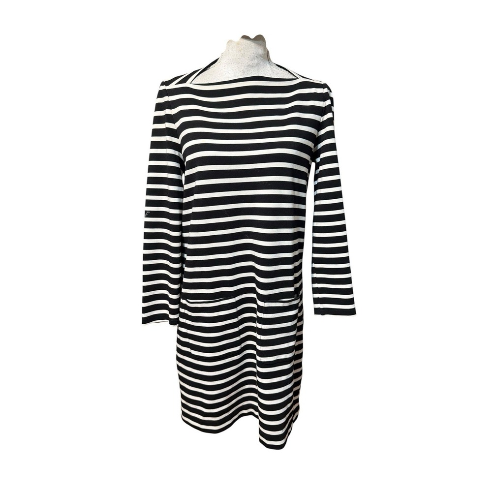 KATE SPADE Broome Street Stripe Everyday Shift Dress Bateau Neck Pockets sz M